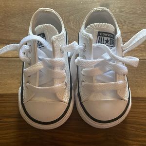Baby White Leather Converse Chucks size 3